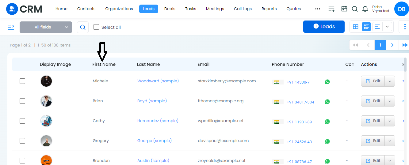 Sorting fields in CRM