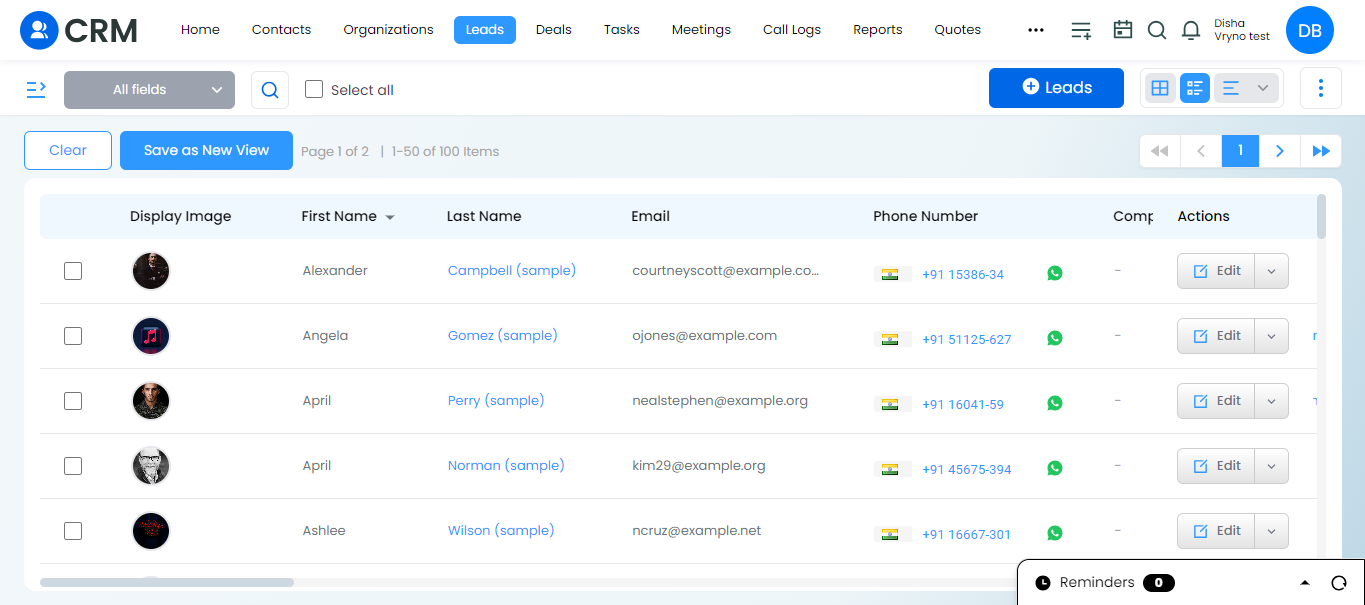 Sorting fields in CRM